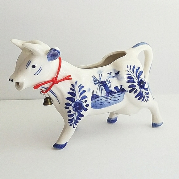 Handpainted Delfts Blue Cow Creamer - Picture 1 of 8
